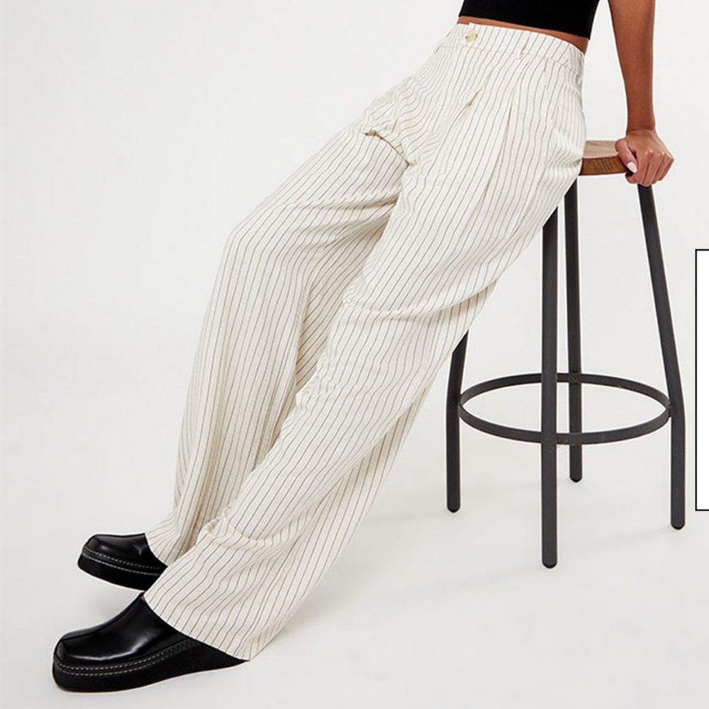 LA Hearts Pinstripe Linen Trousers - PACSUN